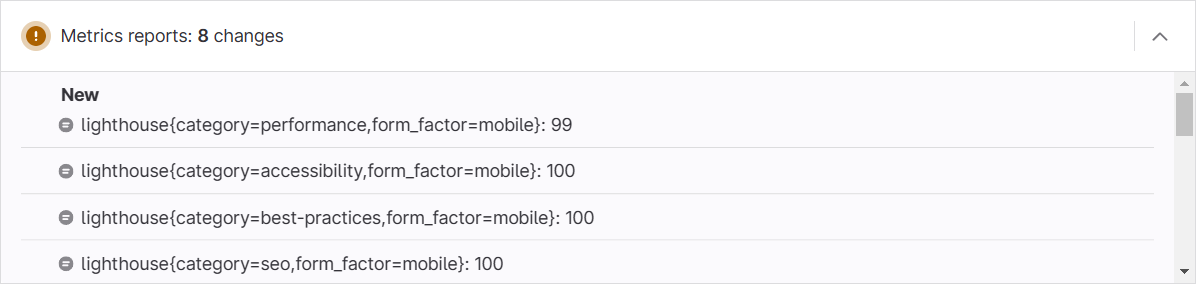 Metrics in merge request when first added